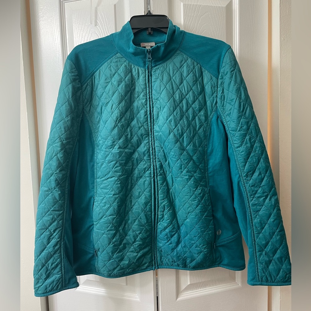 Talbots zippered jacket size XL. Quilted sleeves and chest. Lightweight.